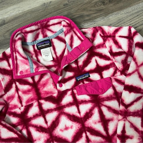Patagonia Snap T Synchilla Pullover Sweater Shibori Tie Dye Pink sz S small - Picture 3 of 6